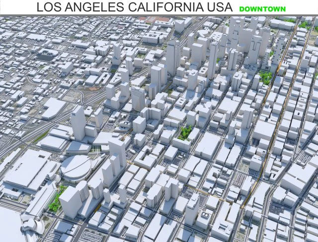 Los Angeles downtown city California USA 8km 3D Model .c4d .max .obj .3ds .fbx .stl .blend 
