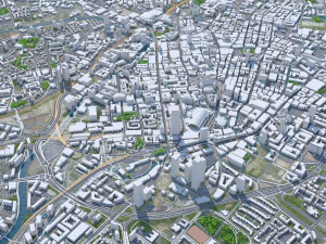 Manchester downtown city UK 7km 3D Model