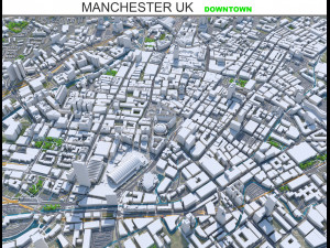 Manchester downtown city UK 7km 3D Model