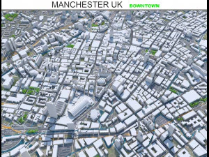 Die Innenstadt von Manchester, Gro&szlig;britannien, 7 km 3D Modell