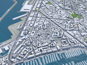 Centro da cidade de Marselha Fran&ccedil;a 7 km Modelo 3D