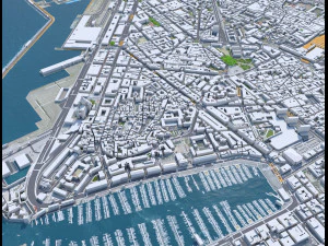 Centro da cidade de Marselha Fran&ccedil;a 7 km Modelo 3D