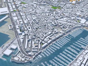 Centro da cidade de Marselha Fran&ccedil;a 7 km Modelo 3D