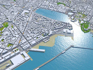 Centro da cidade de Marselha Fran&ccedil;a 7 km Modelo 3D