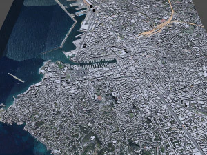 Centro da cidade de Marselha Fran&ccedil;a 7 km Modelo 3D