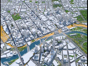 Melbourne downtown city Australia 8km 3D Model