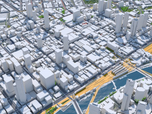 Melbourne downtown city Australia 8km 3D Модель