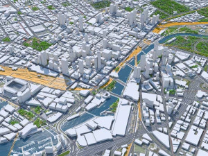 Melbourne downtown city Australia 8km 3D Model