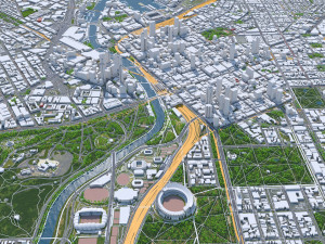 Melbourne downtown city Australia 8km 3D Модель