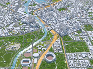 Melbourne downtown city Australia 8km 3D Model