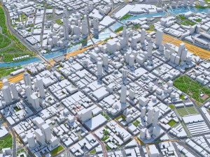 Melbourne downtown city Australia 8km 3D Model