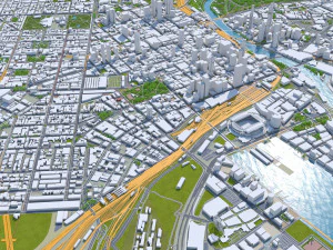 Melbourne downtown city Australia 8km 3D Model