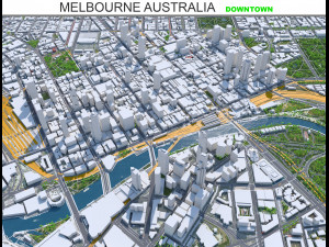 Melbourne downtown city Australia 8km 3D Model