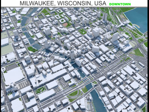 Milwaukee downtown Wisconsin USA 8km 3D Model