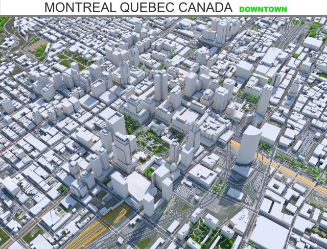 Montreal city Quebec Canada 8km 3D Model .c4d .max .obj .3ds .fbx .stl .blend 