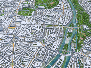 Munich downtown city Germany 8km 3D Model