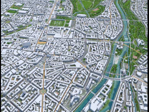 Munich downtown city Germany 8km 3D Model