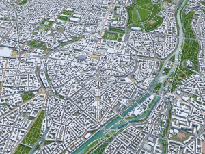 Munich downtown city Germany 8km 3D Model