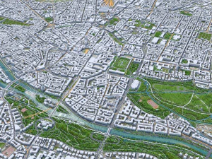 Munich downtown city Germany 8km 3D Model