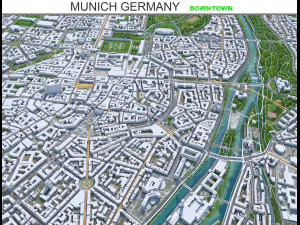 M&uuml;nchen centrum stad Duitsland 8 km 3D Model