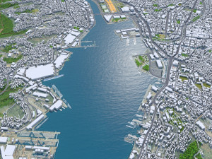Nagasaki downtown city Japan 6km 3D-Modell