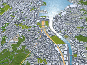 Nagasaki downtown city Japan 6km 3D-Modell