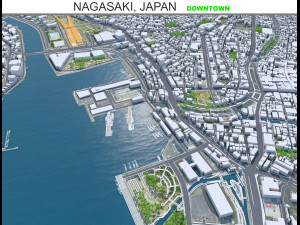Nagasaki downtown city Japan 6km 3Dモデル