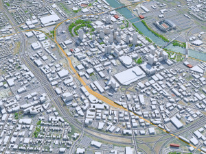 Nashville downtown city Tennessee USA 6km 3D Model