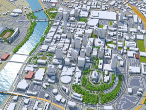 Nashville downtown city Tennessee USA 6km 3D Model