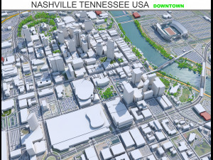 Nashville downtown city Tennessee USA 6km 3D 모델