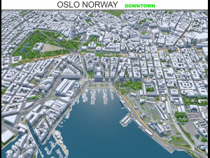 Oslo downtown city Norway 8km 3D Model
