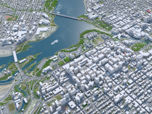 Ottawa downtown city Canada 8km 3D Model