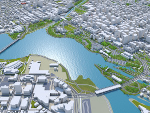Ottawa downtown city Canada 8km 3D 모델