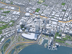 Perth downtown city Australia 8km 3D Model