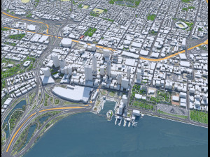 Perth downtown city Australia 8km 3D Model