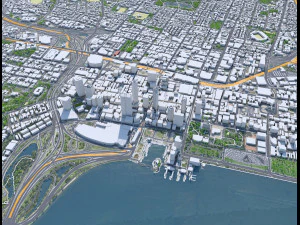 Perth downtown city Australia 8km 3D Model