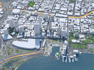 Perth downtown city Australia 8km 3D Model