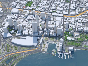 Perth downtown city Australia 8km 3D Model