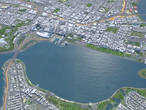 Perth downtown city Australia 8km 3D Model