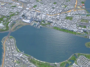 Perth downtown city Australia 8km 3D Model