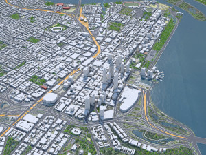Perth downtown city Australia 8km 3D Model