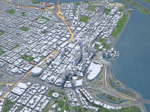Perth downtown city Australia 8km 3D Model