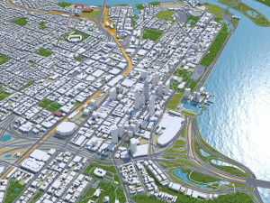 Perth downtown city Australia 8km 3D Model