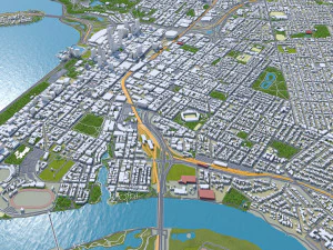 Perth downtown city Australia 8km 3D Model
