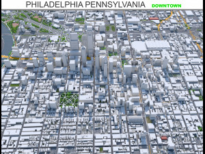 Philadelphia downtown city Pennsylvania USA 8km Model 3D