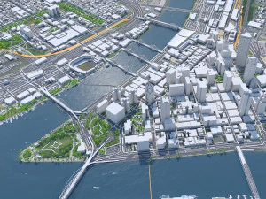 Centre-ville de Pennsylvanie, &Eacute;tats-Unis, 8 km Modèle 3D