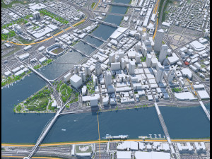 Pennsylvania downtown city USA 8km 3D Модель