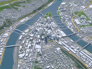 Pennsylvania downtown city USA 8km 3D Модель
