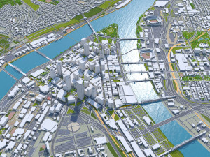 Pennsylvania downtown city USA 8km 3D Модель