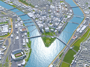 Pennsylvania downtown city USA 8km 3D Модель